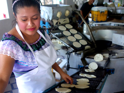 Close to the centro is a tortilla factory, where your make-your-own-taco adventure.