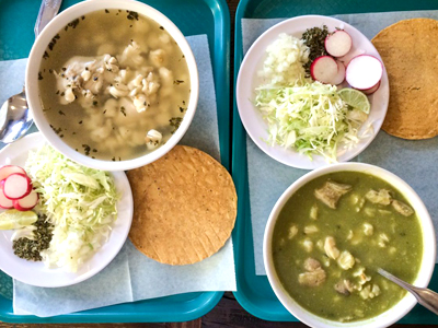 Pozole in Obelisco restaurant in Oakland.