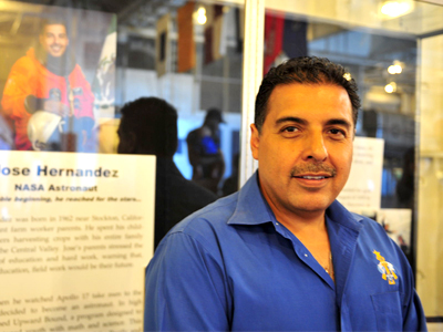 Astronaut Jose M. Hernandez at U.S.S. Hornet in Alameda.