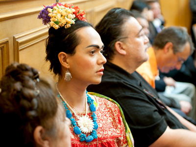 Partidarios del Museo Mexicano y líderes comunitarios expresaron recientemente su apoyo al proyecto en la alcaldía municipal de San Francisco. Foto: Rig Galvez