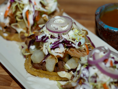 Sopes presented by Nido restaurant in Oakland. Photo: Jimmy Kwong.