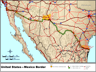 Cuatro estados de Estados Unidos y seis de México comparten la frontera entre México y Estados Unidos.