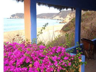 View from El Cielito, the beach is unspoiled and untouched by tourist development.